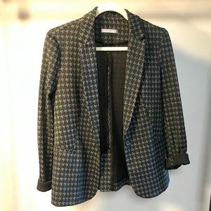 Olivia Moon Houndstooth Gray Knit Blazer Sz M